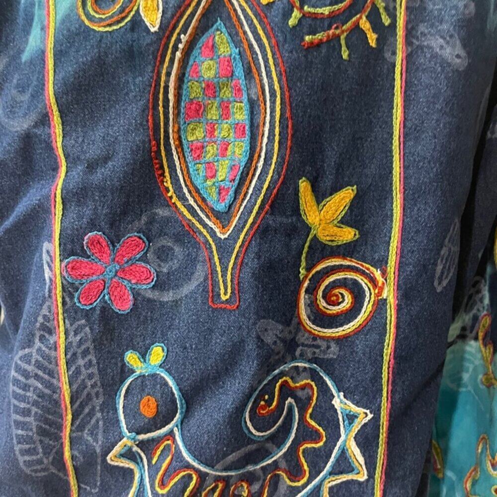 Y2K 90'S SANDY STARKMAN JACKET DEMIN TRIBAL EMBROIDERED SZ S HIPPIE BOHO CORE - Picture 10 of 16